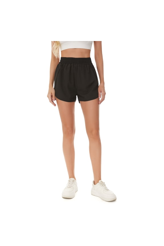 Shorts for Women Women's Workout Short Elastic Waist Running Pockets Sport Casual Solid Color Short Fashion Pants Black XXL