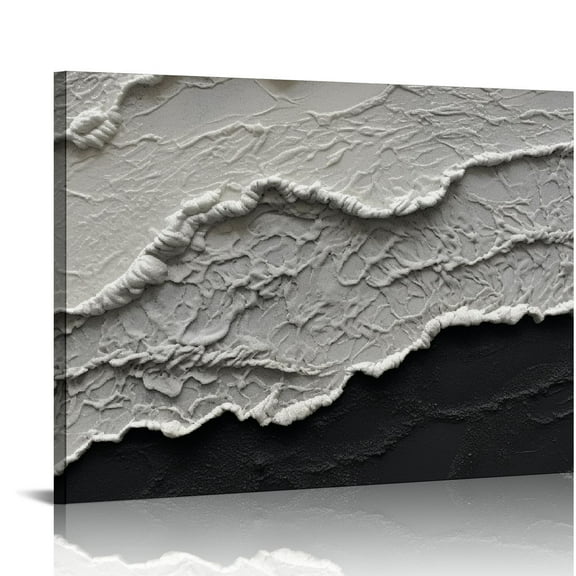 Zhiwo 20x16 Inch Hand Painted 3D Ocean Wave Landscape Oil Painting Black and White Abstract Canvas Art Mural Family Wall Decoration art 20x16in