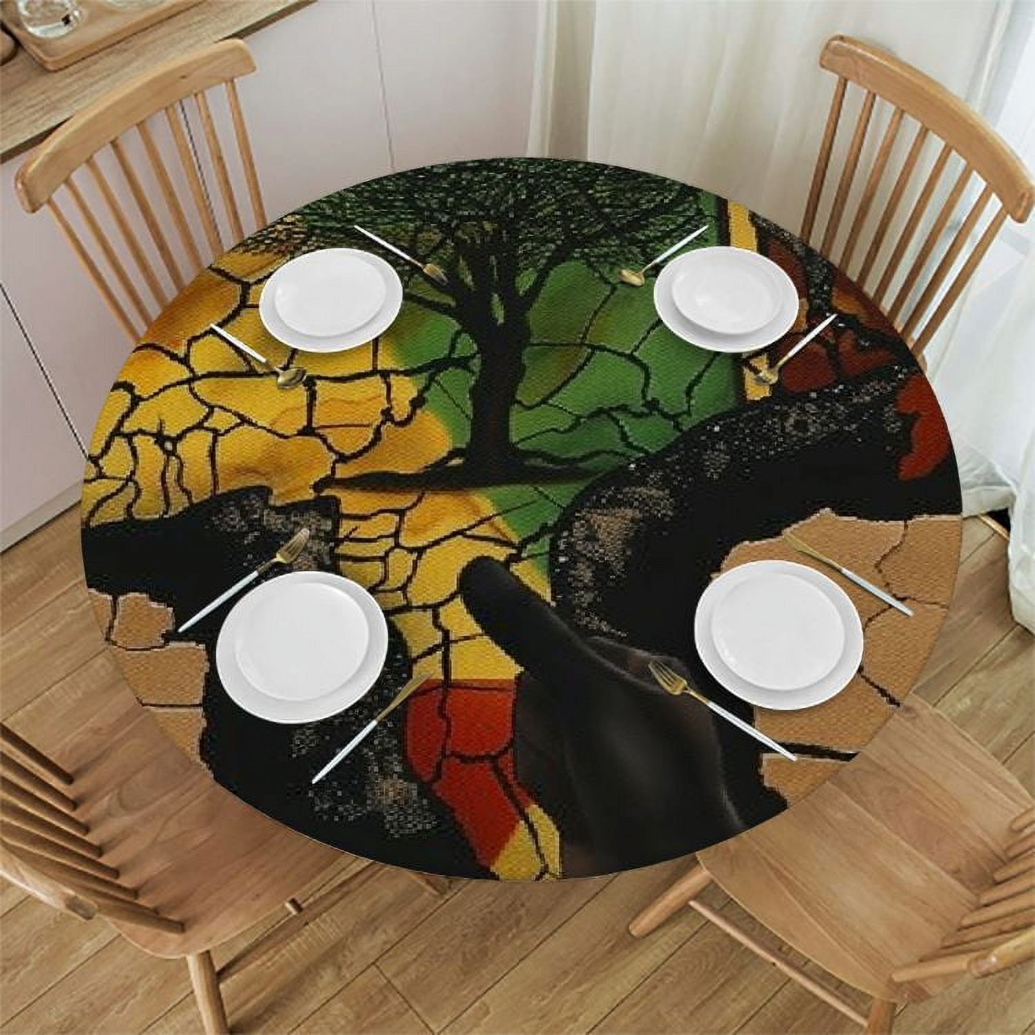 Zhiwo Black History African Power Art Tablecloth Round Tablecloths