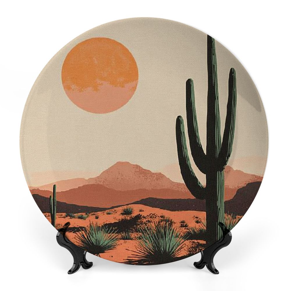 Zhiwo Cactus Bone China Decorative Plate Room Decoration Elegant Crafts Wall Hanging Tabletop