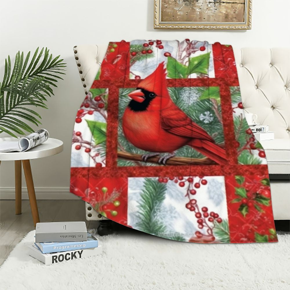 Zhiwo Cardinal Bird Gift Cardinal Throw Blanket Lightweight Flannel ...