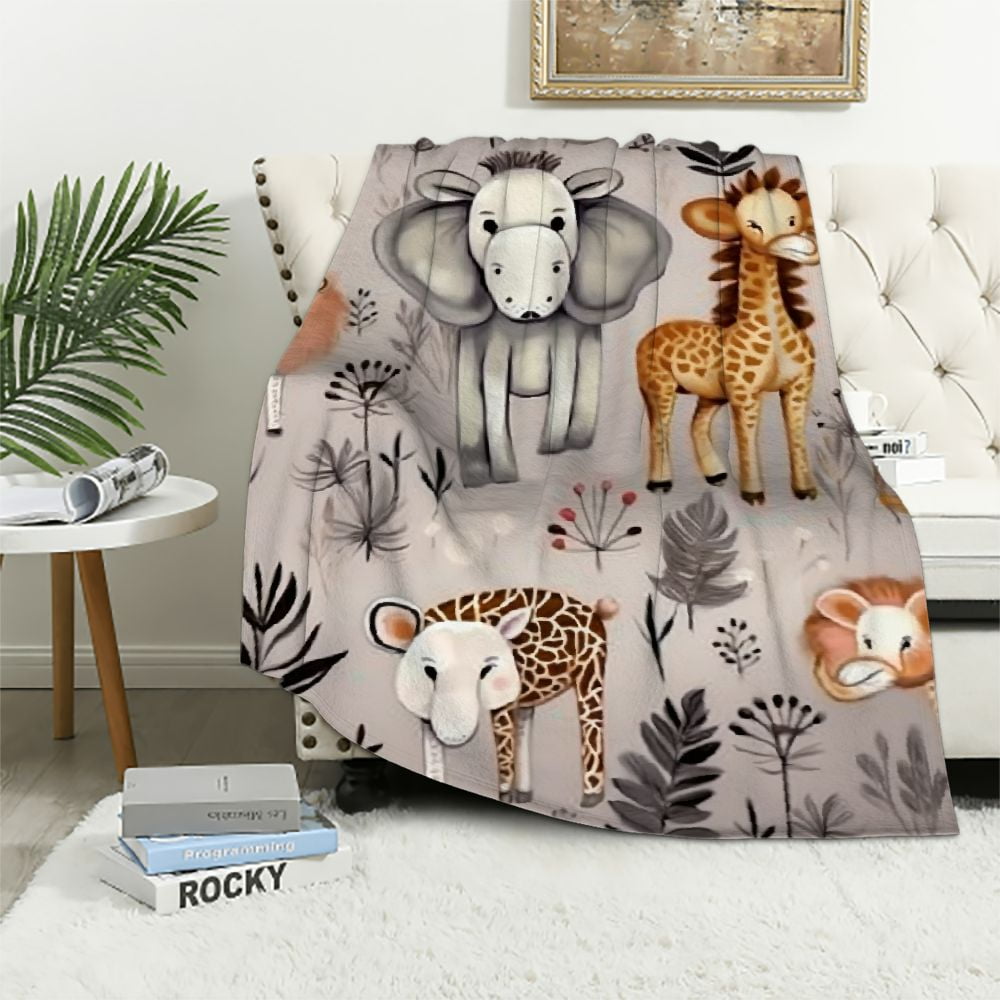 Zhiwo Toddler Jungle Safari Animals Blankets Gift Girl Boy African Lion