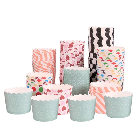Zhiyie 100pcs Muffin Paper Cup Cupcake Cups Holder Desserts Cups Party Favors Baking Cups for Bakery Dessert Shop (Mixed Pattern)