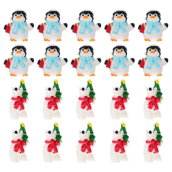 Zhiyie 20pcs Christmas Miniature Figures Christmas Resin Christmas Decoration Miniature Bear Penguin Statue