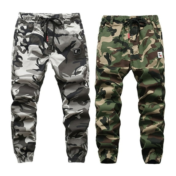 Zhlaeerr 5-15YBoys Camo Pants for Kids,Spring Fall Cargo Joggers Pants,Casual Youth Loose Pants,Drawstring Camouflage Trousers