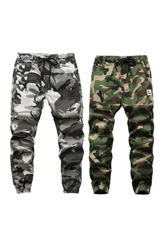 5-15YBoys Camo Pants for Kids,Spring Fall Cargo Joggers Pants,Casual Youth Loose Pants,Drawstring Camouflage Trousers