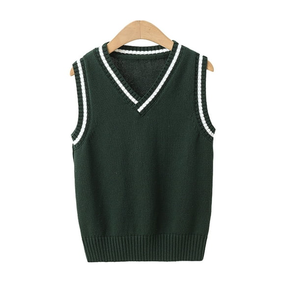 Zhlaeerr Kids Knitted Sweater Vest for Boys Girls, 3-14Y Uniform Kid Sleeveless Vest Spring Autumn Knit Waistcoat Casual School Uniform Youth V-Neck Sweater Vest