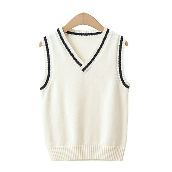 Zhlaeerr Kids Knitted Sweater Vest for Boys Girls, 3-14Y Uniform Kid Sleeveless Vest Spring Autumn Knit Waistcoat Casual School Uniform Youth V-Neck Sweater Vest