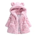 thumbnail image 1 of Zhlaeerr Toddler Girls Winter Fleece Coat Kids Hooded Faux Fur Jacket Baby Warm Outwear 1-7T, 1 of 9