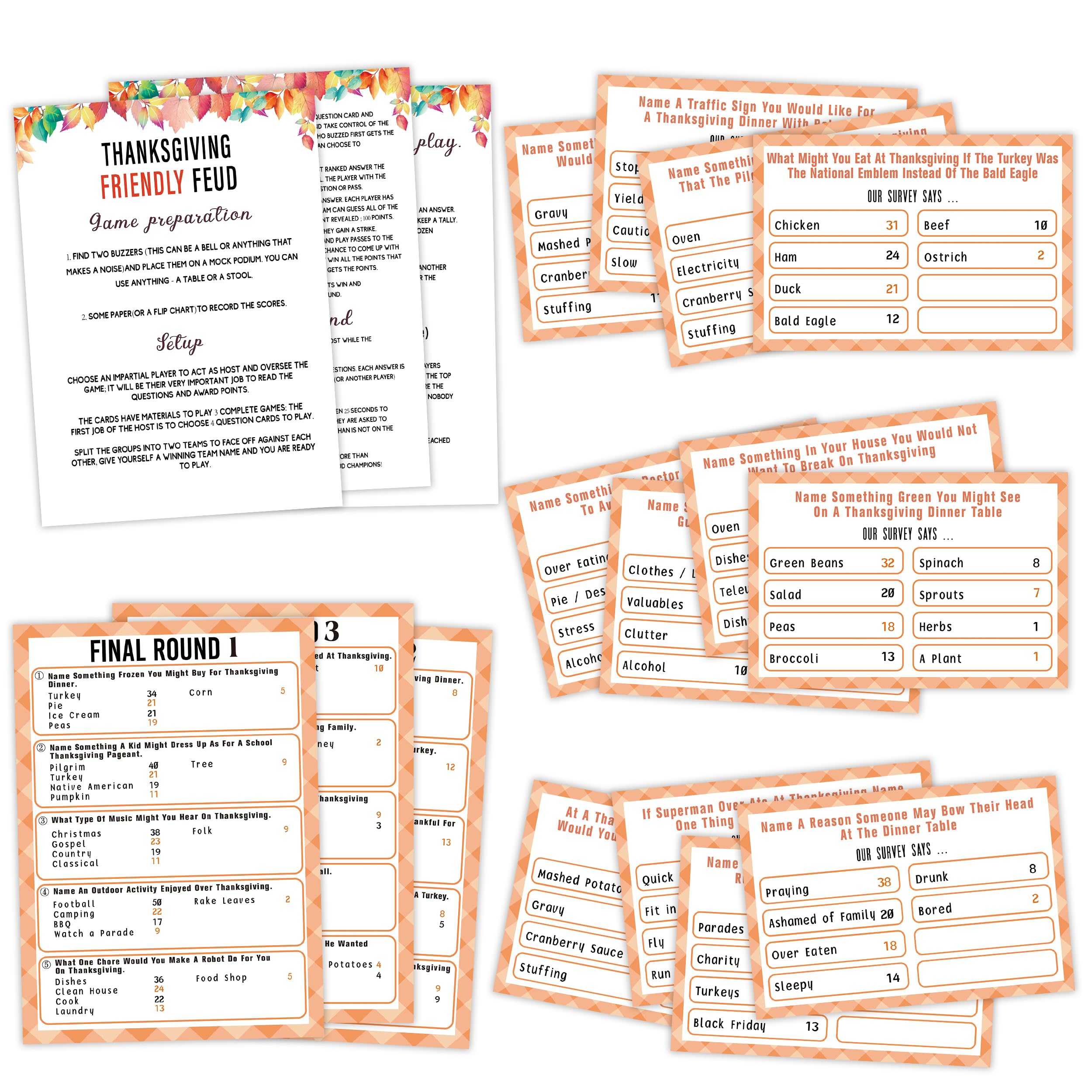 Zhminz Thanksgiving Day Friendly DHF10 Feud Game,Party Games,Trivia