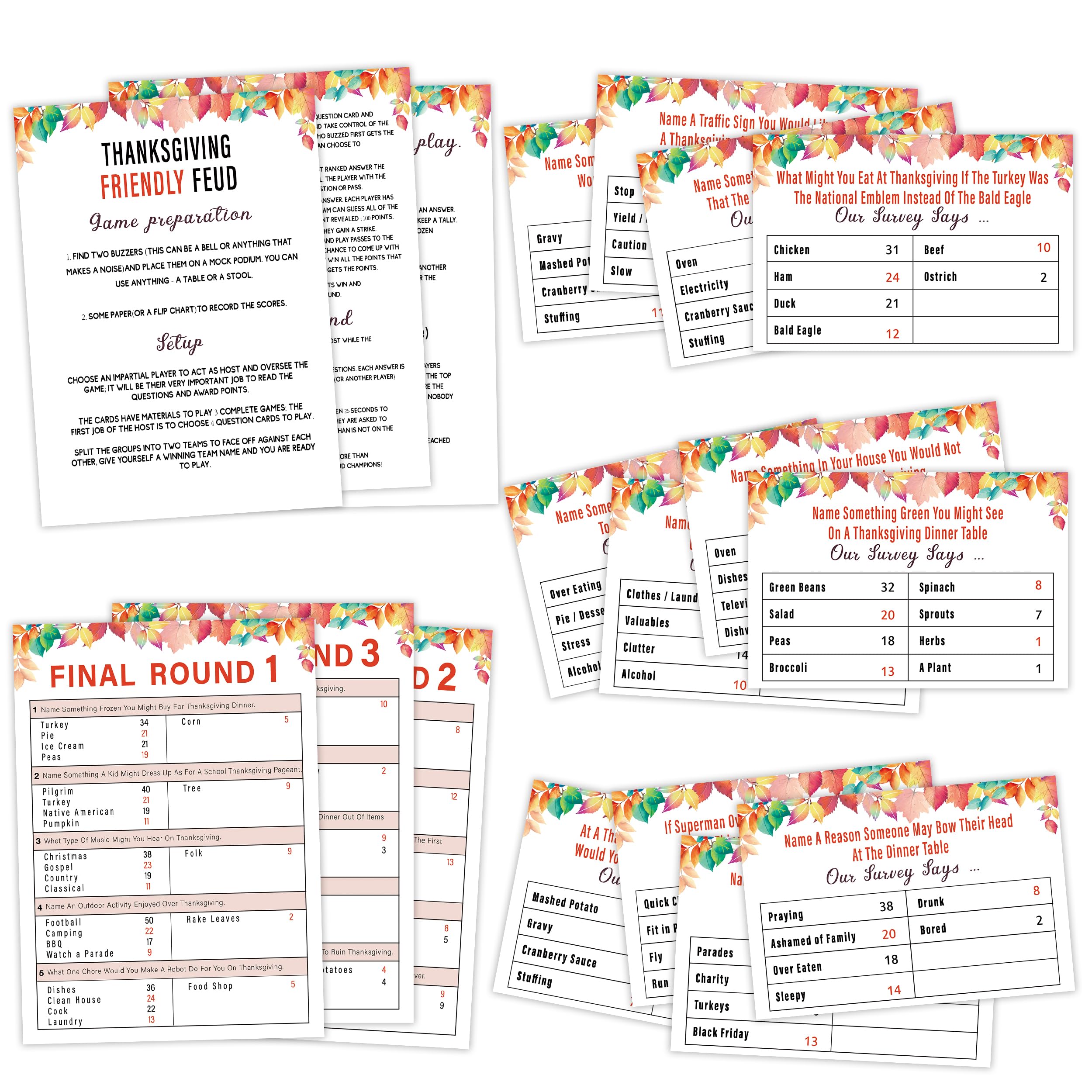 Zhminz Thanksgiving Day Friendly DHF10 Feud Game,Party Games,Trivia