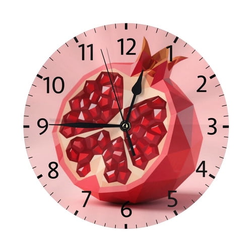 Zhmjortal 10 Inch Fruit Wall Clock, Silent Non Ticking Round Clock Battery Operated Fruit Clock Farmhouse Wall Clock for Living Room Kitchen Bedroom Office Decoration