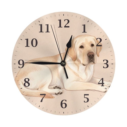 Zhmjortal Animal Dog Round Wall Clock Silent Non Ticking Battery Operated Clock 10 Inch, Kitchen,Home,Bathroom,Bedroom,Office or School