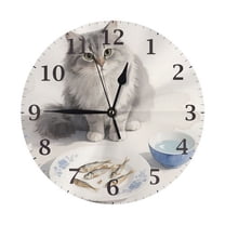 Zhmjortal Cat Pattern Wall Clock Silent Non Ticking Round Clock, 10 Inch Battery Operated Clock, Farmhouse Wall Clock for Living Room Kitchen Bedroom Office Decoration
