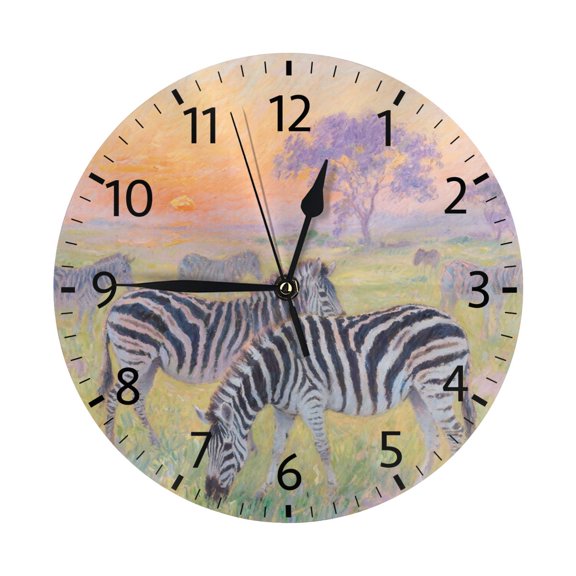 Zhmjortal Clock for Living Room, Animal Zebra Wall Clock, Contemporary Home Decor Easy to Wall Clock for Living Room, Study room ,Bedroom, Bathroom and Kitchen, 10 Inch