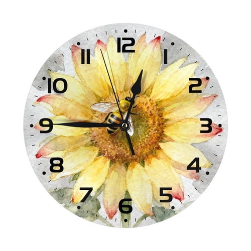 Zhmjortal Clock for Living Room, Sunflower And Animal Wall Clock, Contemporary Home Decor Easy to Read Wall Clock for Living Room, Bedroom, Bathroom and Kitchen, 10 Inch