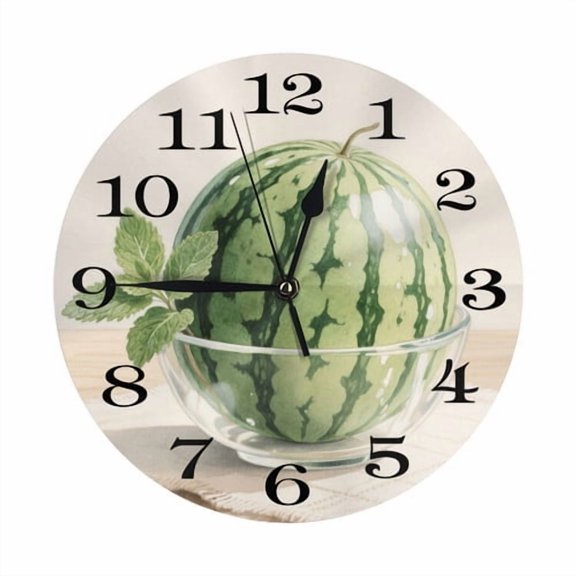 Zhmjortal Fruit Pattern Silent Wall Clock Round - Non-Ticking Desk Clock Battery Operated Quiet Decorative for Living Room Home Office School Kitchen (10 Inch)