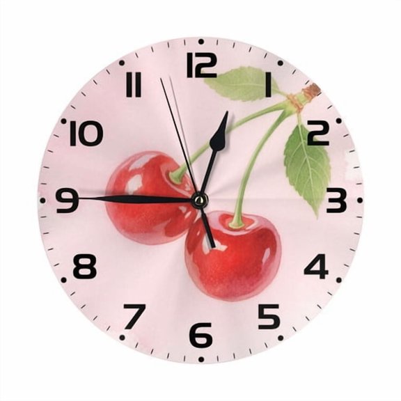 Zhmjortal Fruit Pattern Silent Wall Clock Round - Non-Ticking Desk Clock Battery Operated Quiet Decorative for Living Room Home Office School Kitchen (10 Inch Wall Clock)