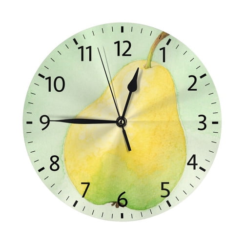 Zhmjortal Fruit Pattern Wall Clock 10 Inch Silent Non Ticking Battery Operated Clock Vintage Round Clock for Living Room Bedroom Bathroom Office Decor