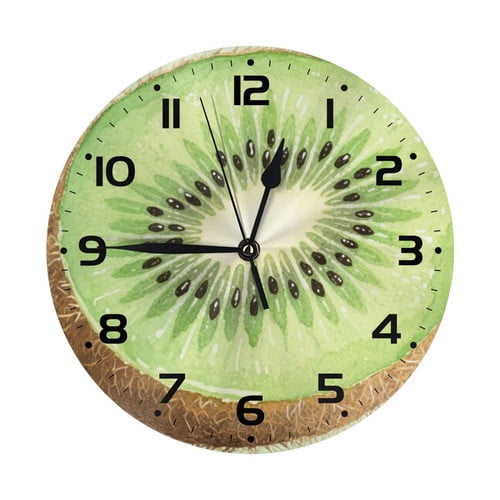 Zhmjortal Fruit Pattern Wall Clock Silent Non-Ticking Kitchen Desk Decor Clock Battery Operated Quartz Analog Round Clocks 10 in for Bedroom Bathroom Living Room