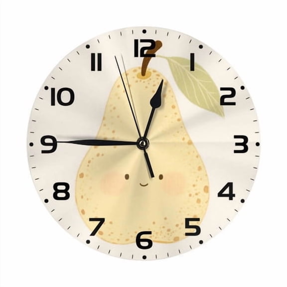Zhmjortal Fruit Pattern Wall Clock Silent Non-Ticking Kitchen Desk Decor Clock Battery Operated Quartz Analog Round Clocks 10 in for Bedroom Bathroom Living Room