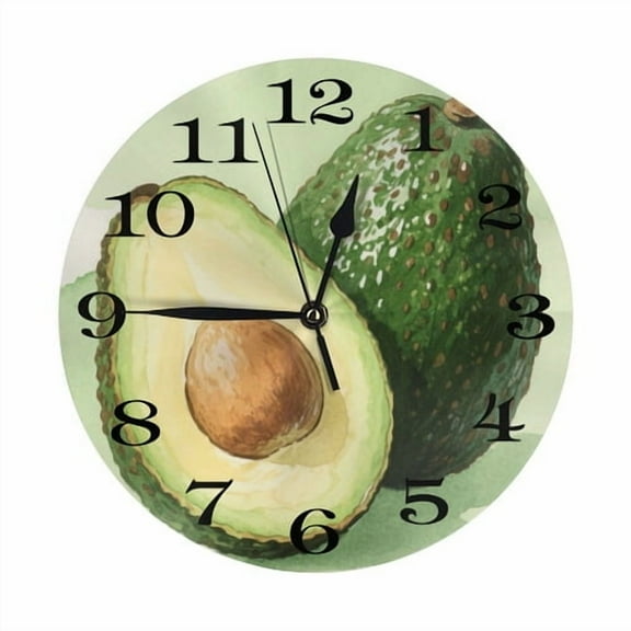 Zhmjortal Fruit Pattern Wall Clock Silent Non-Ticking Kitchen Desk Decor Clock Battery Operated Quartz Analog Round Clocks 10 in for Bedroom Bathroom Living Room