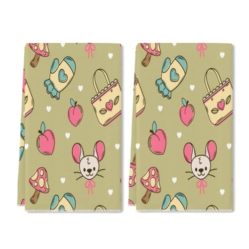 Zhmjortal Kitchen Towels Hand Painted Peach Pattern 16 x 24 inch Hand Towels Soft Absorbent Bath Hand Towels for Kitchen Decorative Bathroom Towel Sports Gym Yoga Home Decor 2 Pieces
