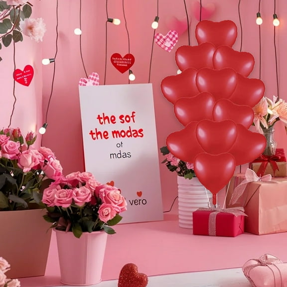 Zhmrfg 12PC Red Inflatable Birthday Party Decorations, 17.72in Air-Filled Props, Easy to Inflate Safe Plastic Decor for Romantic Dates Birthday Gatherings Family Party Indoor Outdoor Hanging Stacking