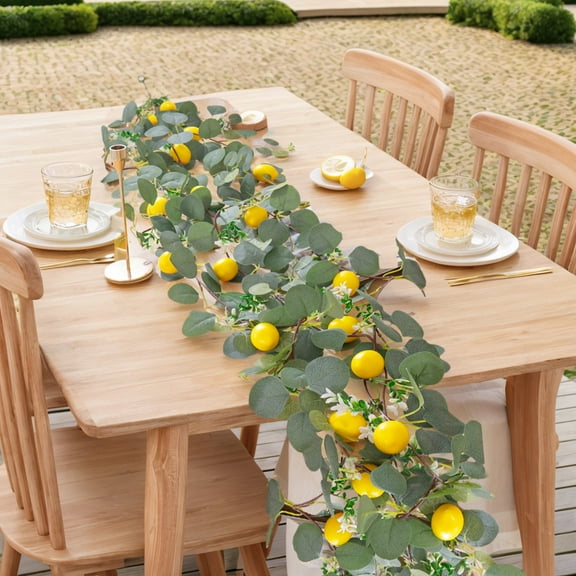 Zhmrfg Artificial Lemon Vine Wreath 66.93in, Lifelike Greenery Low Maintenance Versatile Decor for Wedding Dining Table Living Room Kitchen Home Party Baby Shower Festive Decor Party Favors