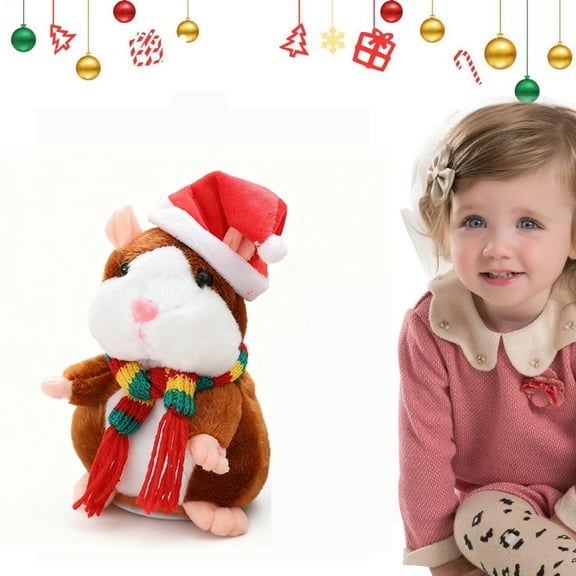 Zhmrfg Talking Hamster Plush Toy, Funny Repeating Speaking Walking Functions Soft Safe Material Easy to Operate Educational Entertaining Gift for Toddlers Preschoolers Kids Birthday Holiday Companion