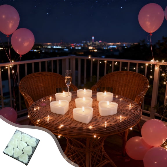 Zhmrfg Valentine's Day Decor 9pc Heart Shaped Tea Candle Set, Soy Candles for Valentine's Day, Perfect for Weddings, Anniversaries, and Romantic Dates, Clean Burning and Romantic Ambiance Maker