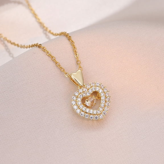 Zhmrfg Valentine's Day Jewelry Titanium Heart Necklace, Classic Heart Shape Swinging Design Comfortable Wear Elegant Pendant for Everyday Wear Dates Parties Weddings Special Occasions Romantic Gifts