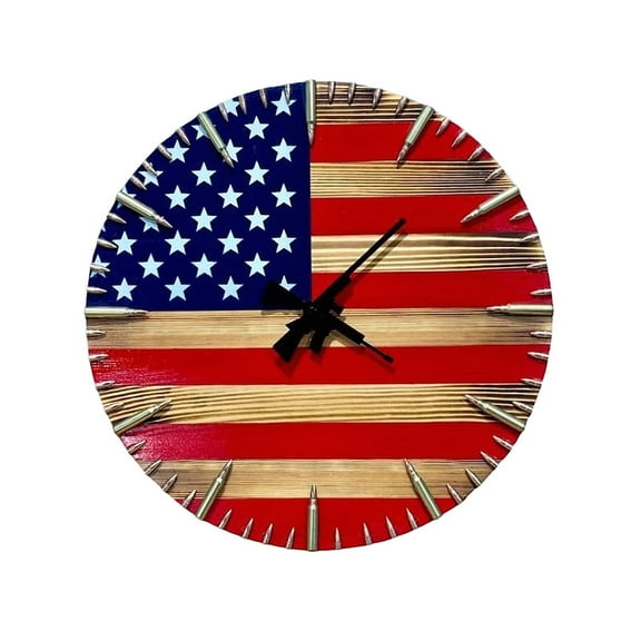 Zhmrfg Vintage Military-Style Bullets Clock Flat Model Desk Shelf Display Unique Collector's Home Decor Battery Operated Rugged Design Conversation Piece Gift for Military Enthusiasts