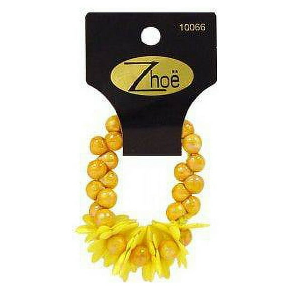 Zhoe Floral Bead Hair Scrunchie 10066 Yellow