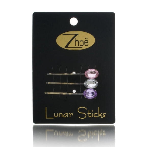 Zhoe Lunar Sticks Hair Pins Model No. 24101 - Pink, Clear & Purple