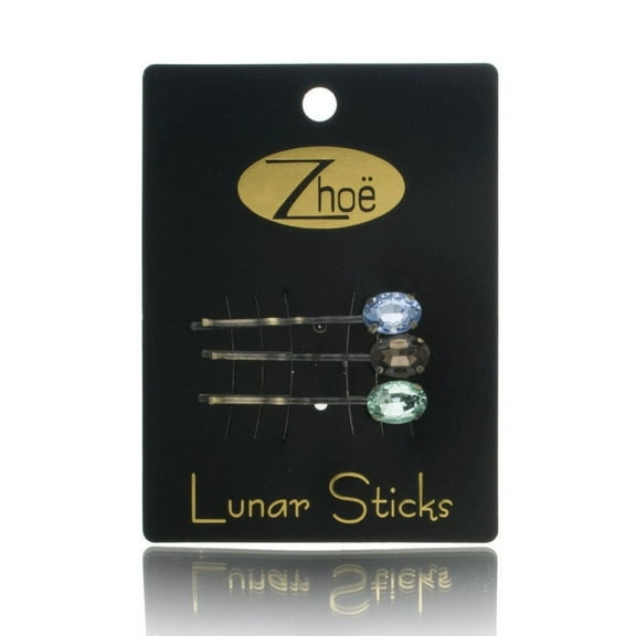 Zhoe Lunar Sticks Hair Pins Model No. 24102 - Aqua, Smokey Gray & Green