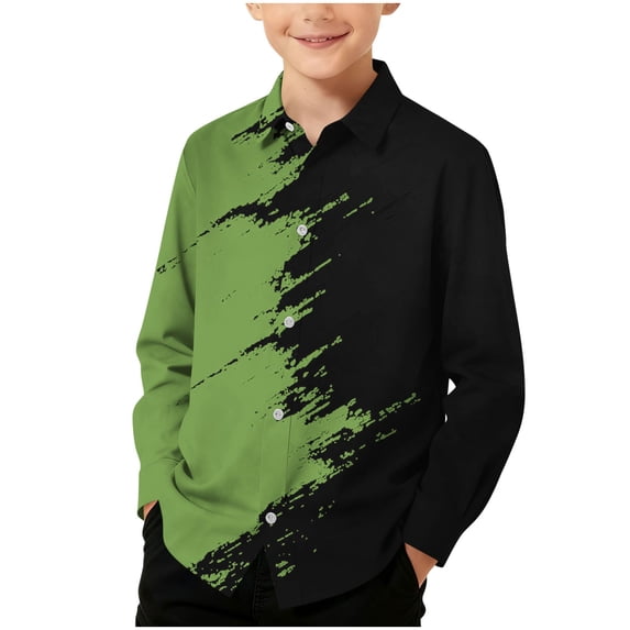 Auroural Girls Shirts Size 8-10 Boys Graphic Tees Button Down Long Sleeve Green 9-10 Years