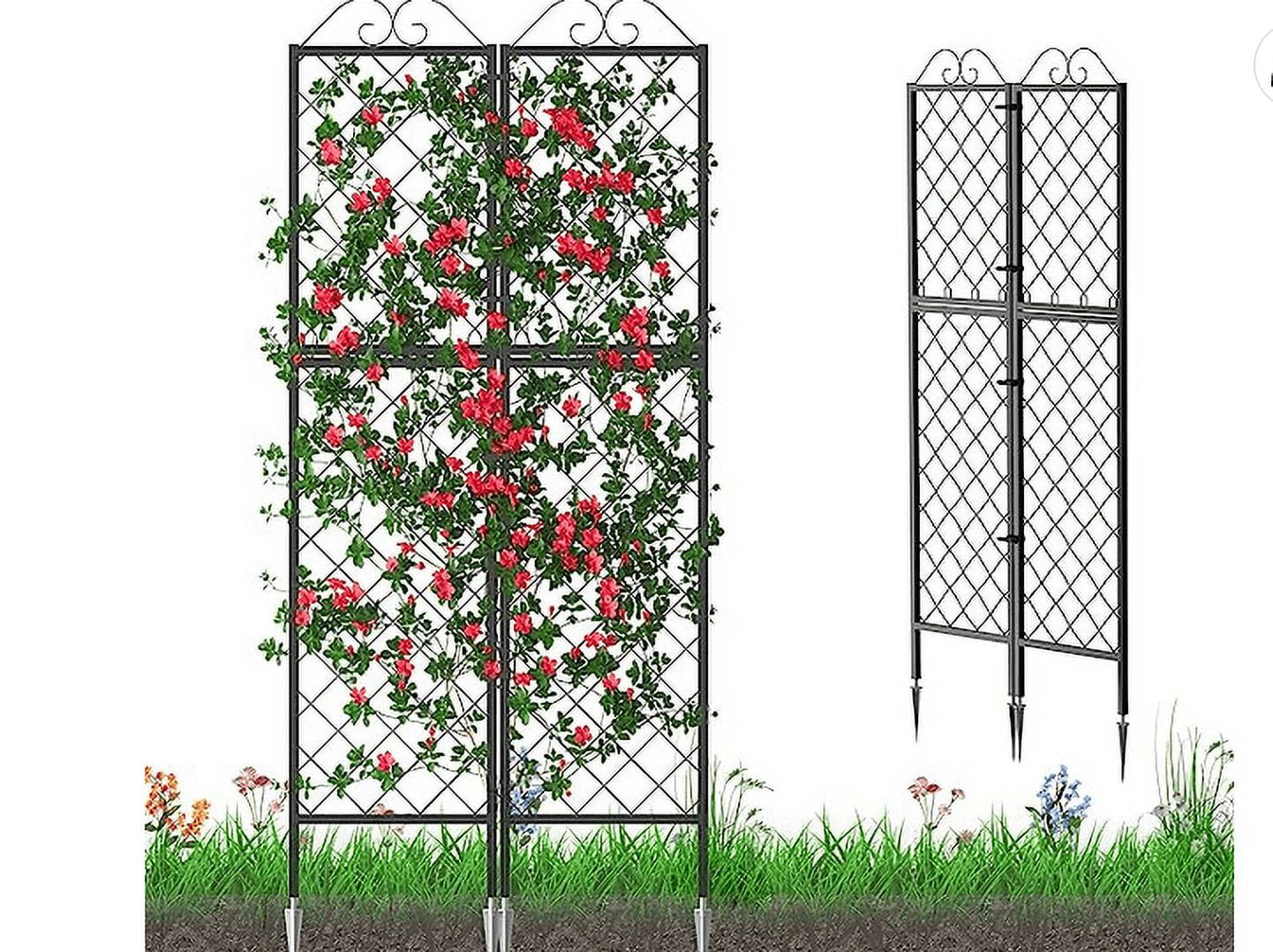 Zhongma 2 Pack Metal Garden Trellises for Climbing Plants, 77.2 Inch Tall Metal Fence Plant