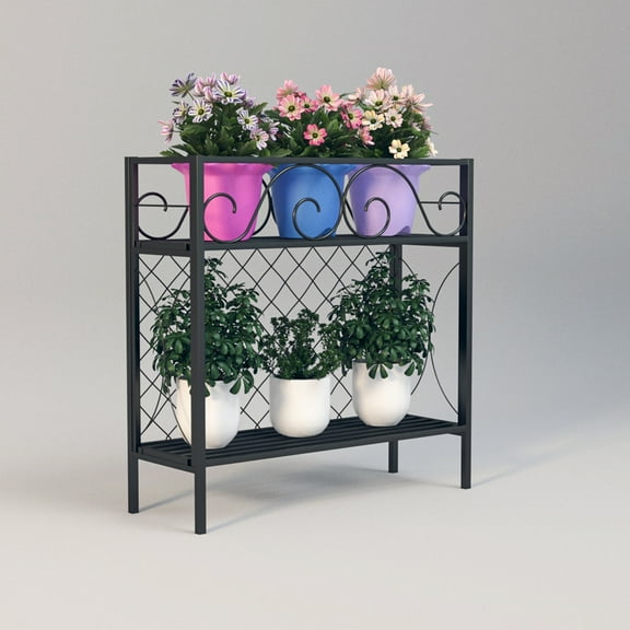 Zhongma 2 Tier Sturdy Privacy Railing Panels Heavy Metal Plant Stand Planter for Small spaces, Raised Garden Bed for Vegetables Flower, Planter Box for Backyard Patio Balcony