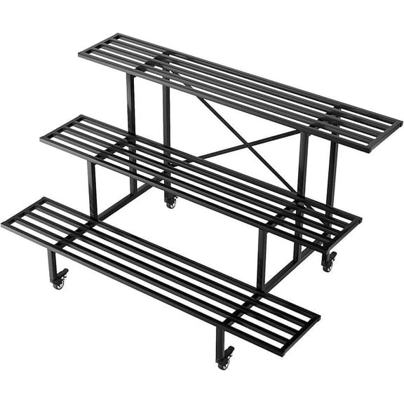 Zhongma 3 Tier Sturdy Metal Plant Stand with Wheels, L45.67 x W26 x H26 inch, Heavy Duty Plant Holder for Home Indoor and Outdoor, 660 LBS Capacity & Heavy Duty Construction