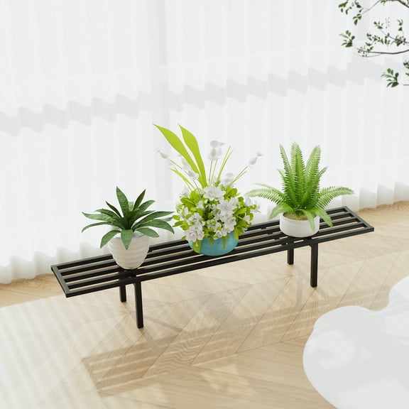 Zhongma One Tier Metal Plant Stand Heavy Duty Plant Holder for Home, Window,Garden, Plant Lovers, Display Stand (45.67 L x 8.66 W x 7.9 H)