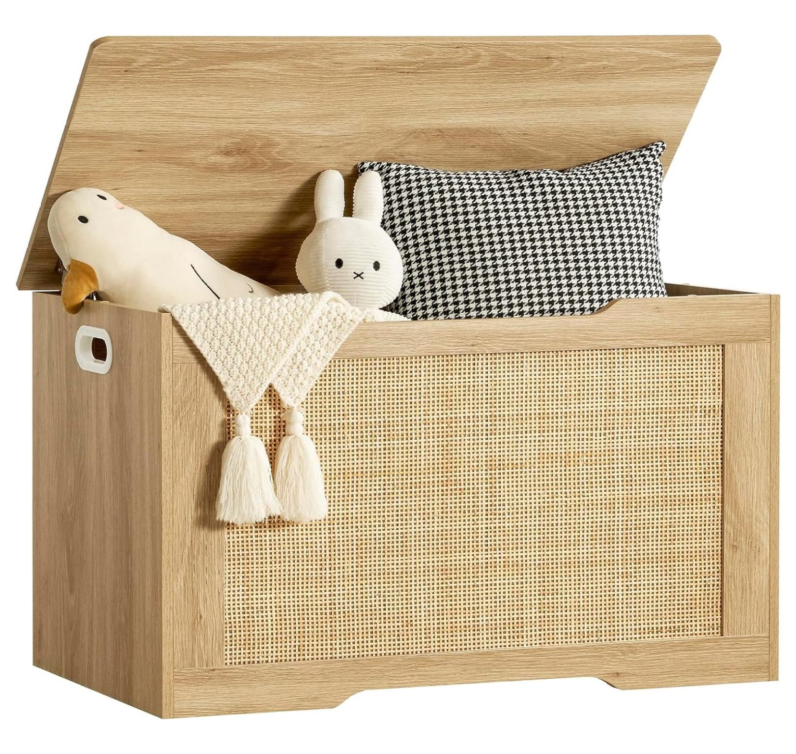 Zhongpeng 29.5” Storage Chest with Rattan, Toy Box with Safety Hinge ...