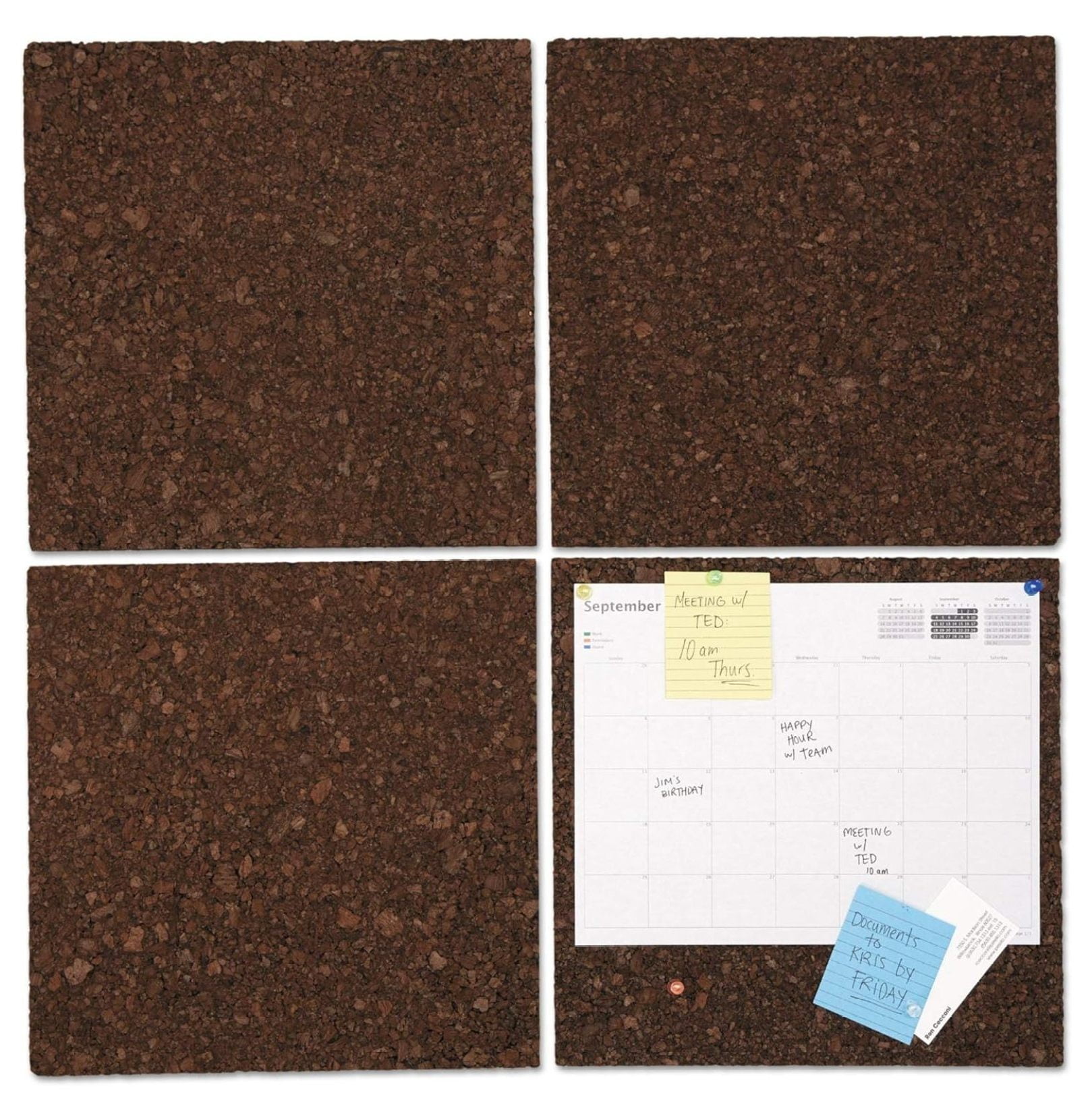 Dark Brown 12 x 12 Cork Tile Panels, 4-Pack