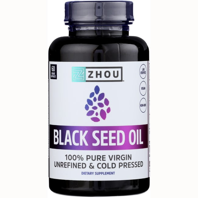 Zhou Black Seed Oil 100 Virgin, Cold Pressed Source of Omega 3 6 9