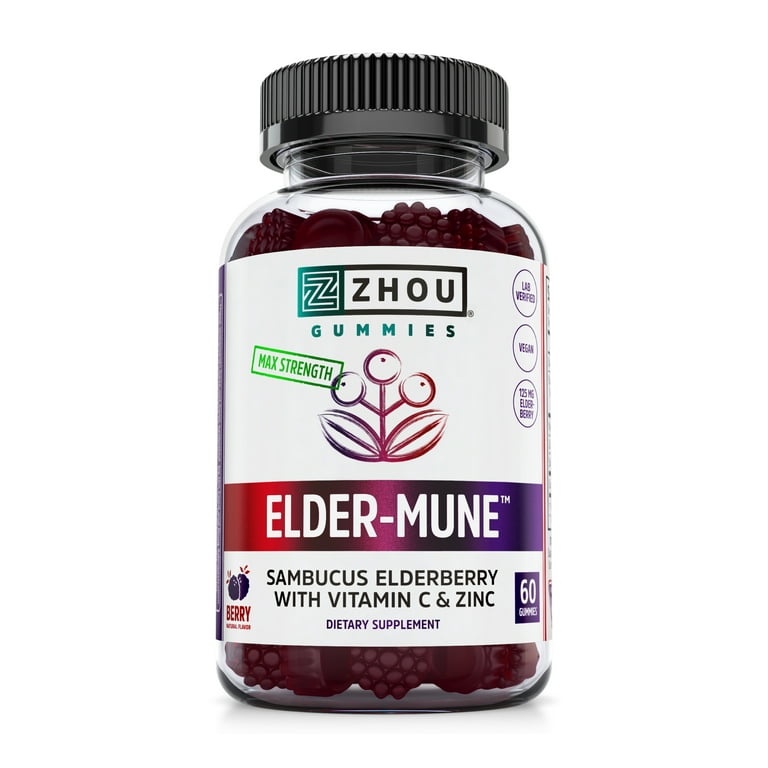 Zhou Elder-Mune Sambucus Elderberry Gummies with Vitamin C