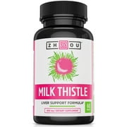 Zhou Milk Thistle Standardized Silymarin Extract for Maximum Liver Support | Detox, Cleanse & Maintain | 60 Tablets