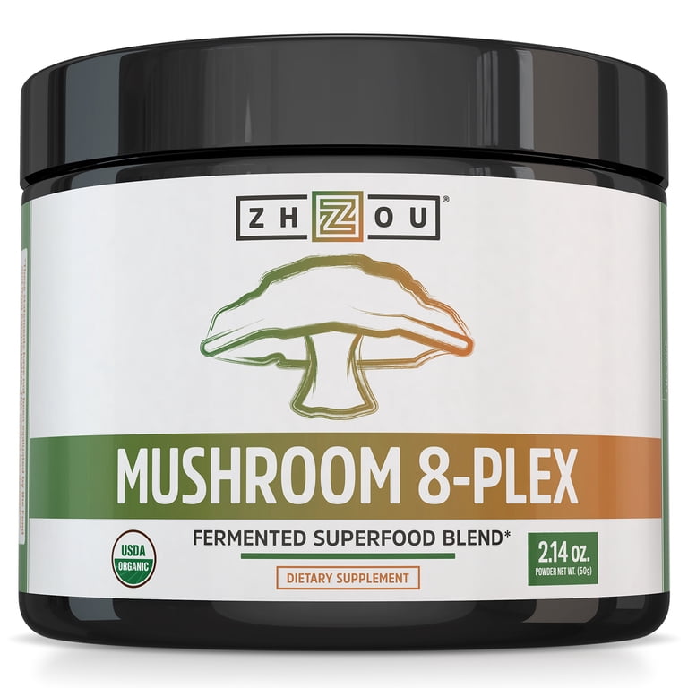 Zhou Mushroom 8-Plex, 30 Servings, 2.14 oz, Lion's Mane Reishi