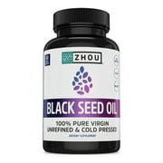 Zhou Black Seed Oil | 100% Virgin, Cold Pressed Source of Omega 3 6 9 | Super Antioxidant for Immune Support, Joints, Digestion, Hair & Skin | 60 Caps