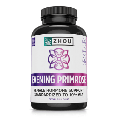 Zhou Nutrition Evening Primrose Oil Capsules, Supports Hormone Balance for Women, PMS and Menopause Support, Cold Pressed, Lab Verified and Hexane Free - 1300mg 10% GLA, 90 Servings, 3 Month Supply