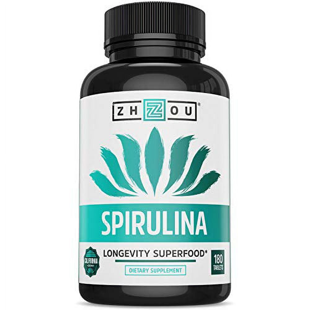 Zhou Nutrition Spirulina Tablets, Sustainably Grown in California, NutrientPacked Superfood